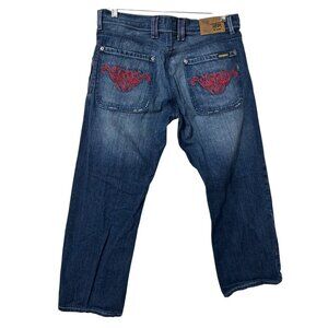 Vintage Y2K Dickies Tykes‎ Denim Button Fly Jeans Red Stitch Embroidery  Size 36